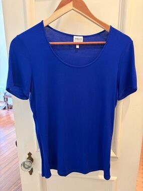 Armani Collezioni Short Sleeve Scoop Neck Tee in Cobalt Blue